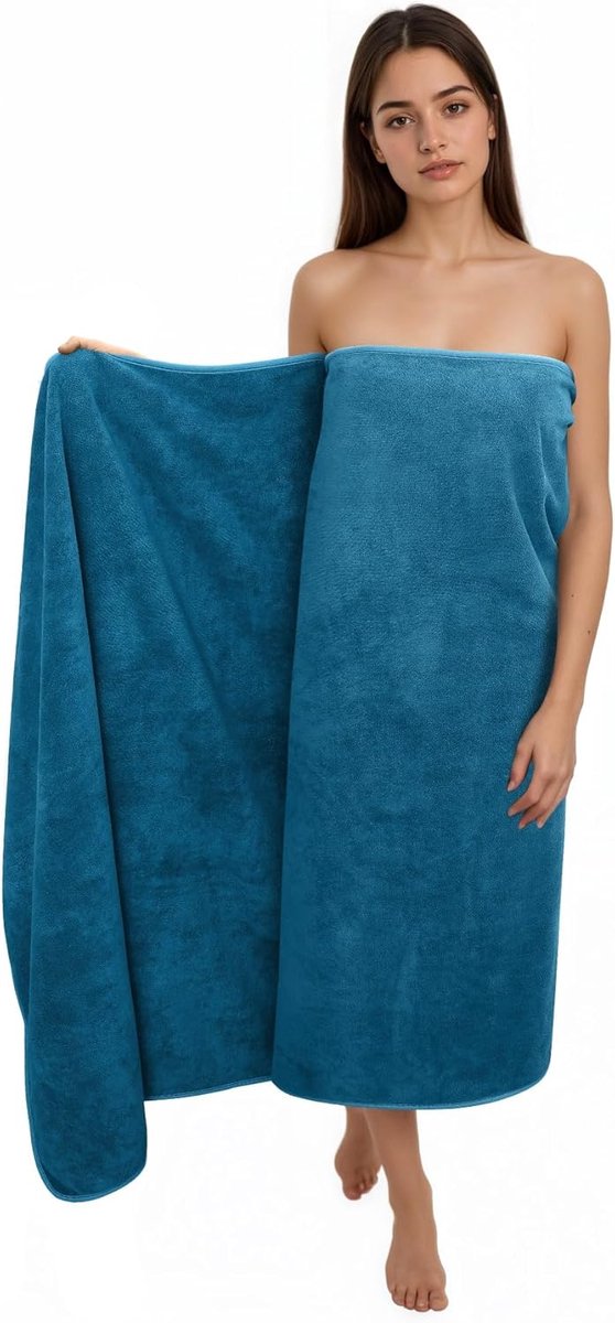 SnelShoppen - XXL Badhanddoek 100 x 200 cm, Grote Saunahanddoek, Zachte Microvezel & Katoen, Absorberende Badhanddoeken voor Thuis, Zwembad, Camping e