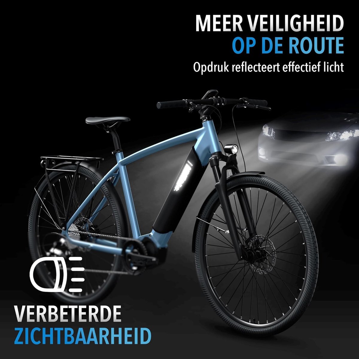 SnelShoppen - E-Bike Accu Beschermhoes met Reflectoren | Universele Pasvorm 30-41 cm | Neopreen Bescherming tegen Koud en Vuil | E-Bike Accessoires vo