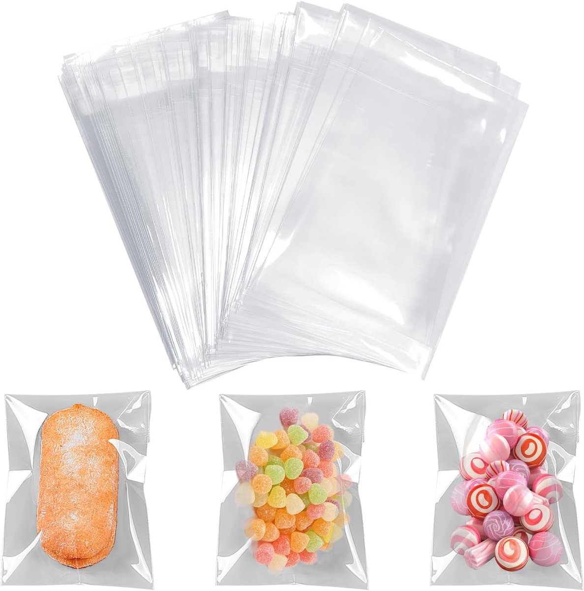 SnelShoppen - 100 Stuks Clear Cellophane Bags - Zelfklevende Cookie Bags - Transparante Cake Bags 7x10cm - Ideaal voor Feestjes, Cadeaus en Handwerk