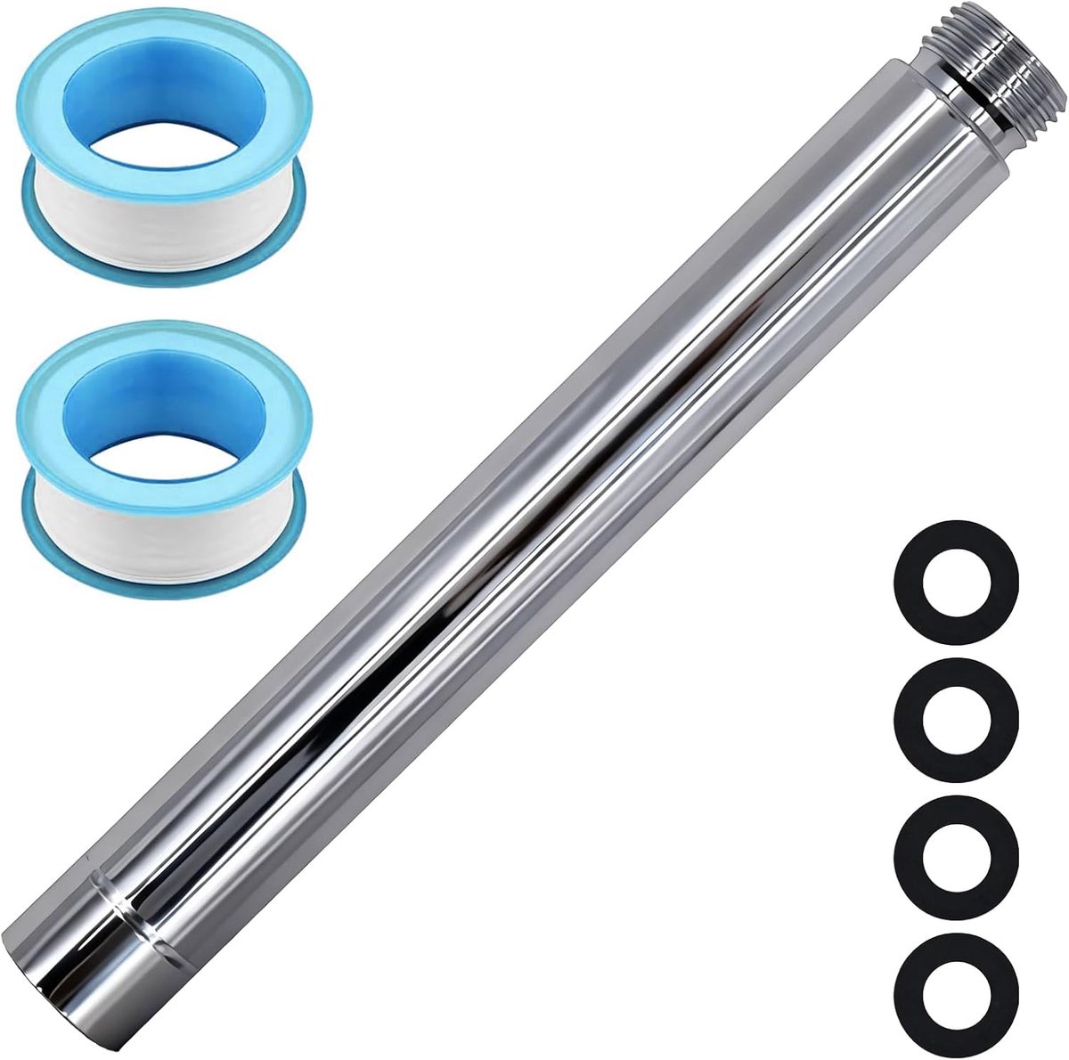 SnelShoppen - Douchekop Verlengarm 15cm RVS Douche Extensie Tube G1/2 Draad Rechtdoor Douche Stang Accessoire voor Badkamer en Caravan