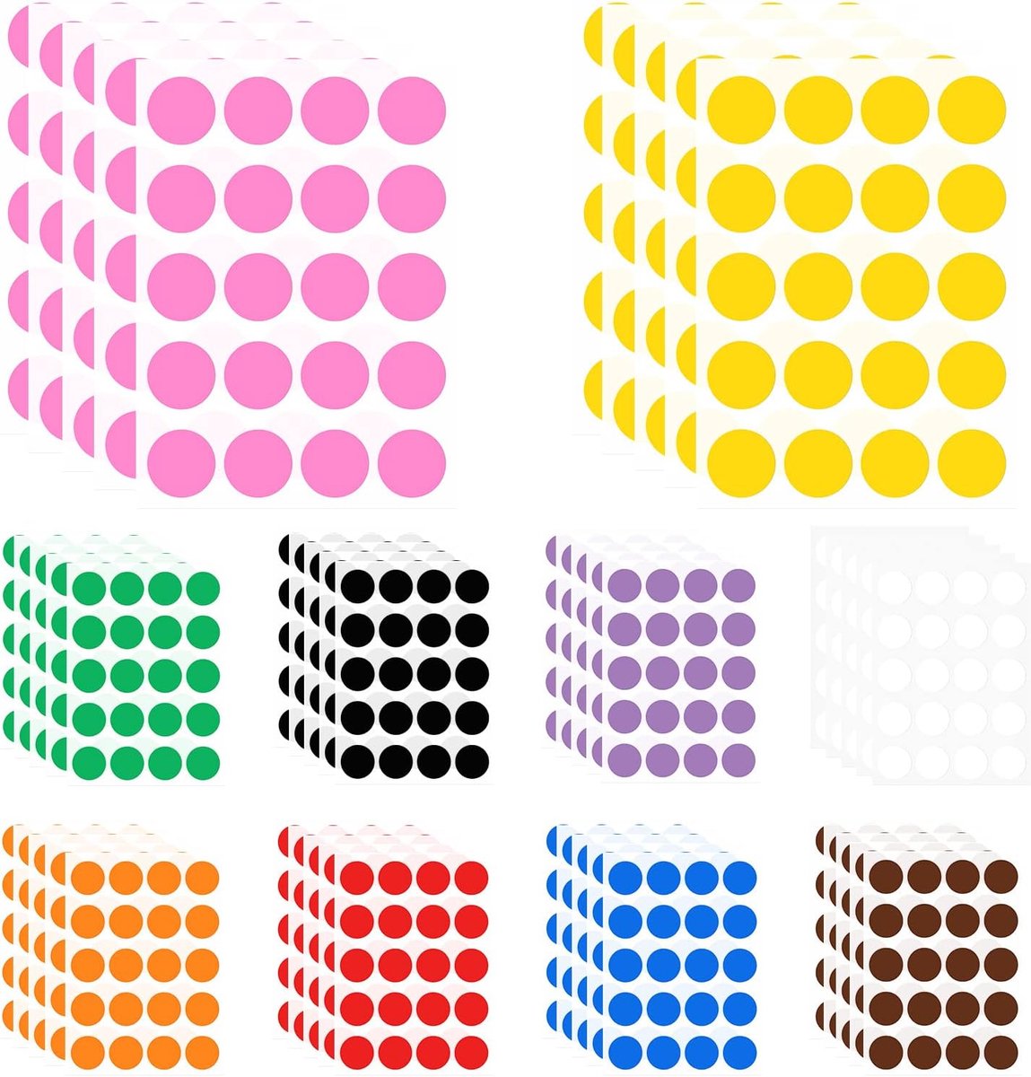 SnelShoppen - 1200 Stuks Kleurcodering Stickers Rond 30mm - 10 Kleuren - Perfect voor Organiseren, Markeren en Labelen - Ideaal voor Thuis, School en