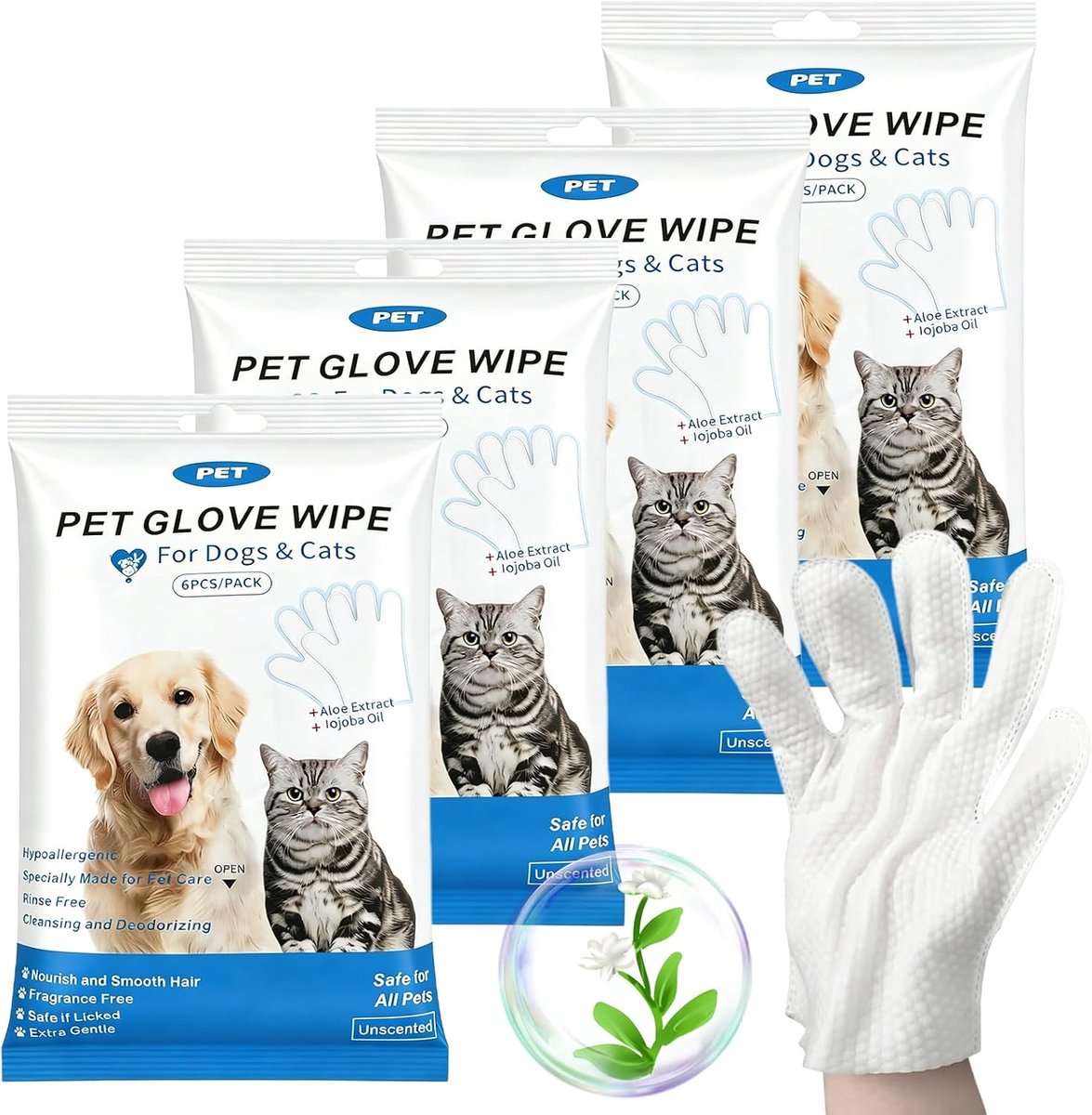 SnelShoppen - Set van 24 Dierenverzorgingshandschoenen - Hypoallergene Washandjes voor Honden - Ultra Dikke Reinigingshandschoenen - Huidvriendelijk e