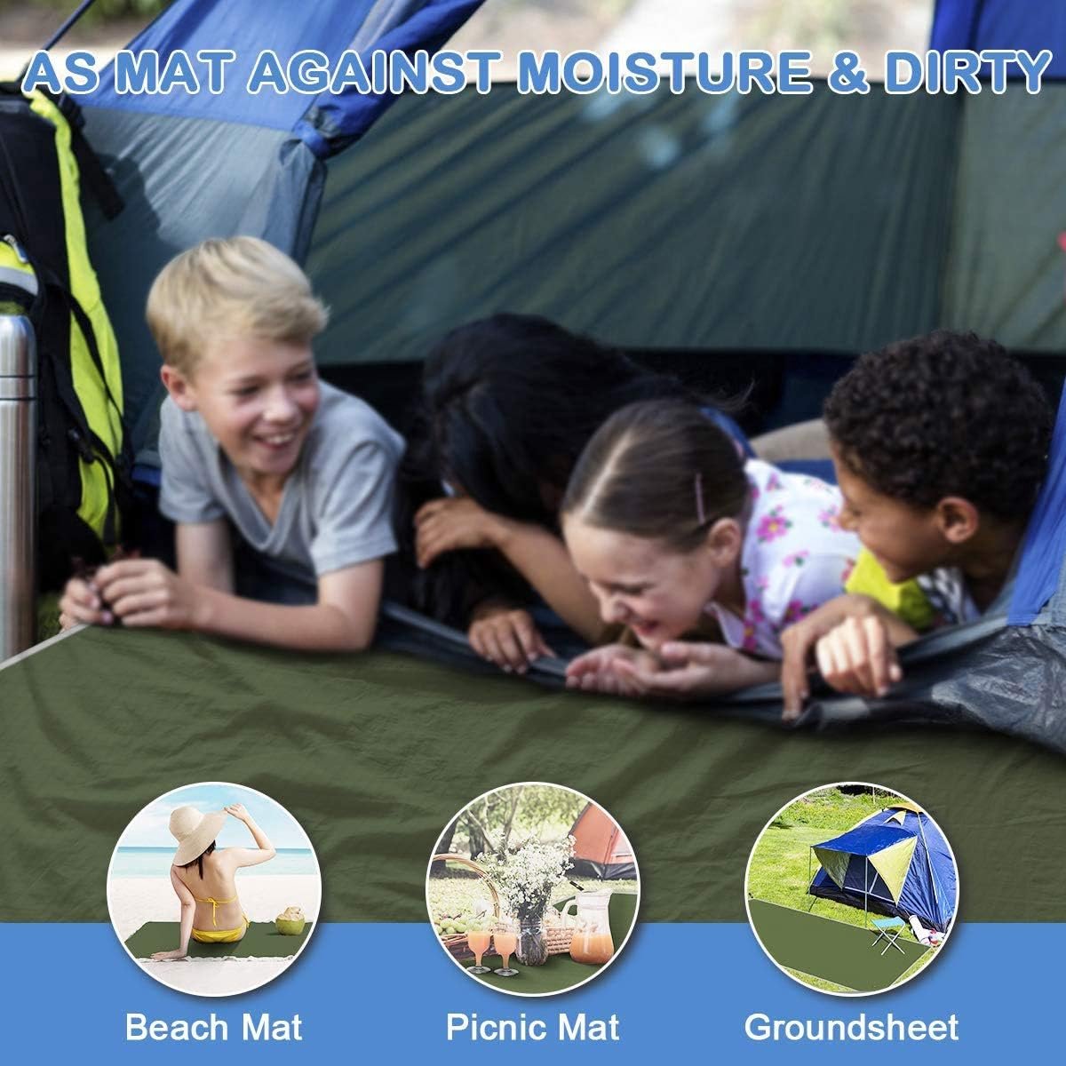 SnelShoppen - Tent Tarpaulin 240x220 cm - Waterdichte Camping Tarp, Multifunctionele Tent Mat, Outdoor Picknick Deken met Draagtas - Perfect voor Stra