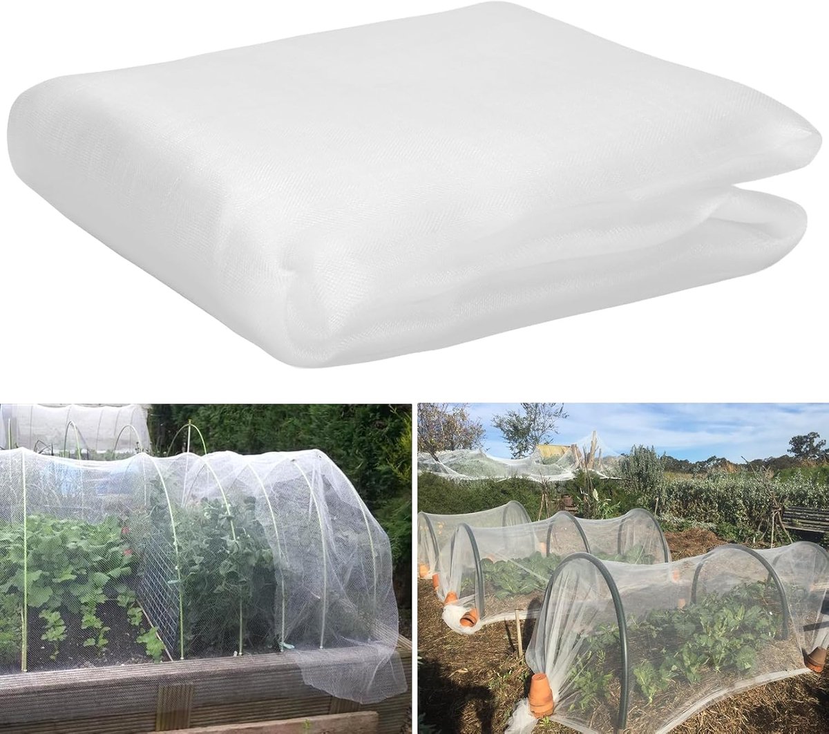 SnelShoppen - Insectennet 1.5x5m, Fijn Gaas Tuinplantennet voor Bescherming van Groenten, Fruit, Bloemen en Gewassen - Blokkeert Vlinders en Vogels, I