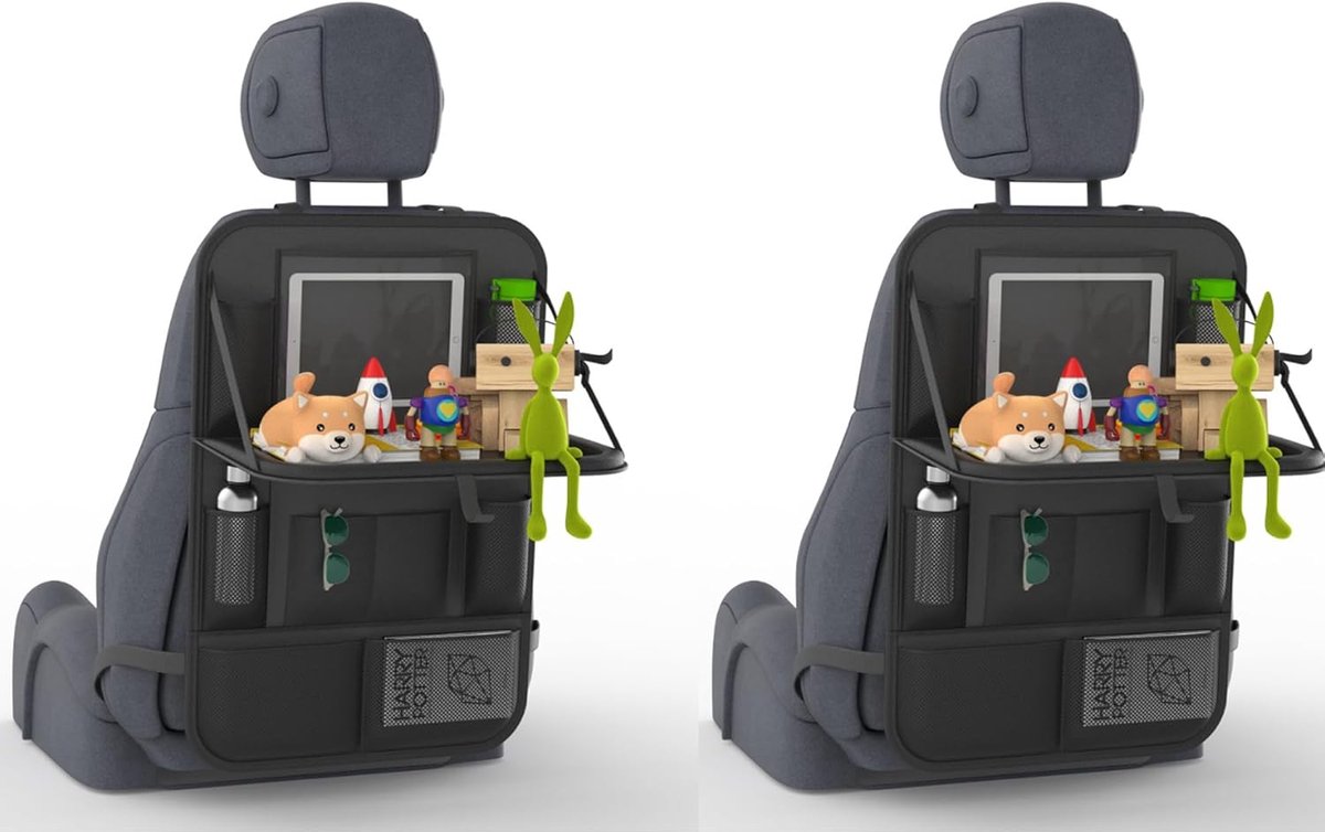 SnelShoppen - Car Organizer & Backrest Protector voor Kinderen - XXL 13" Tablet Compartment, Vouwtafel & 11 Opbergvakken voor Auto - Ideaal voor Lange