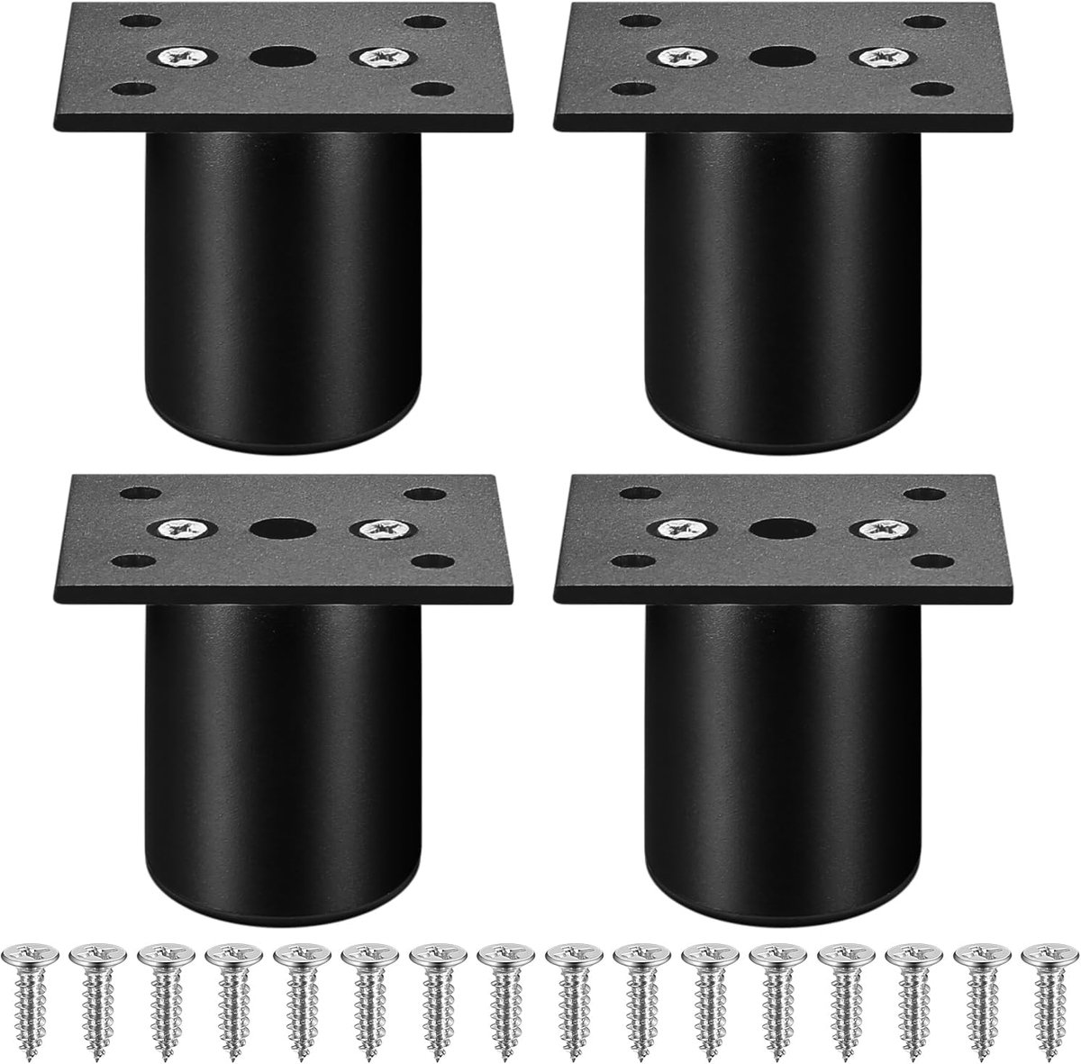 SnelShoppen - 4Pcs Verstelbare Meubelpoten, 5 Inch Metaal Tafelpoten voor Stoel, Bureau, Bed, Bank, Keukenkast - Rond, Zwart (50mm)