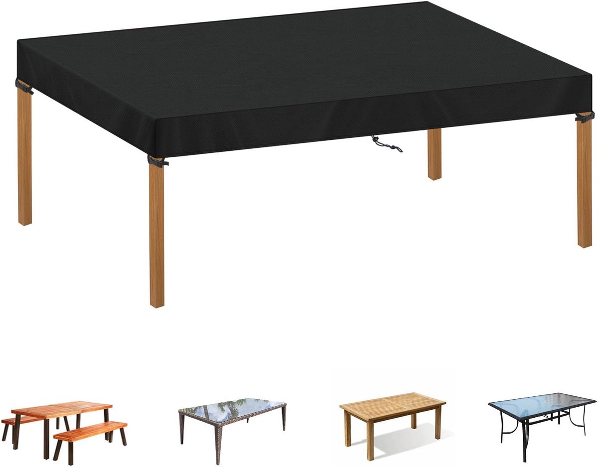 SnelShoppen - Outdoor Tafelbescherming - Waterdichte Tuin Tafel Cover - 420D Oxford Stof - Rectangular - 160x90x15cm - Windproof & UV-Bestendig - Perf