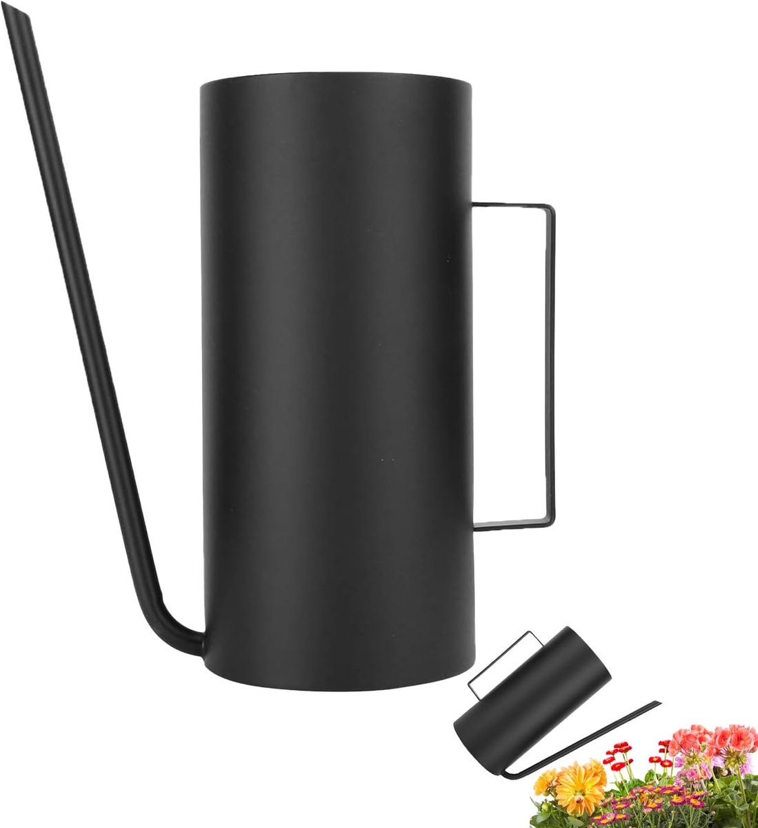 SnelShoppen - Watering Can Indoor Plants 1.5L - Metalen RVS Waterkan met Lange Tuit voor Binnen- en Buitenkweek, Zwart - Perfect voor Planten, Bonsai