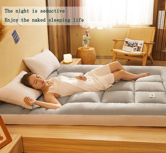 Japanse futonmatras - Gastenbed matras - Comfortabel slapen - Draagbaar en opvouwbaar - 8 cm dik - Grijs — afbeelding 3