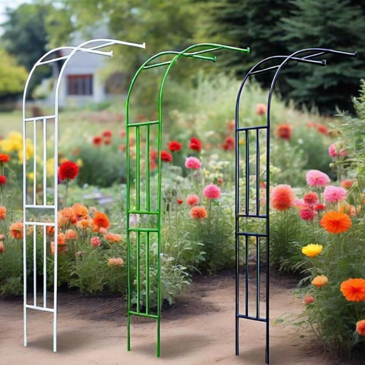 Halve Tuinboog - Wandboog Prieel - Klimplanten Ondersteunen - Uniek Half Zijdig Ontwerp - W 90 x H 240 cm