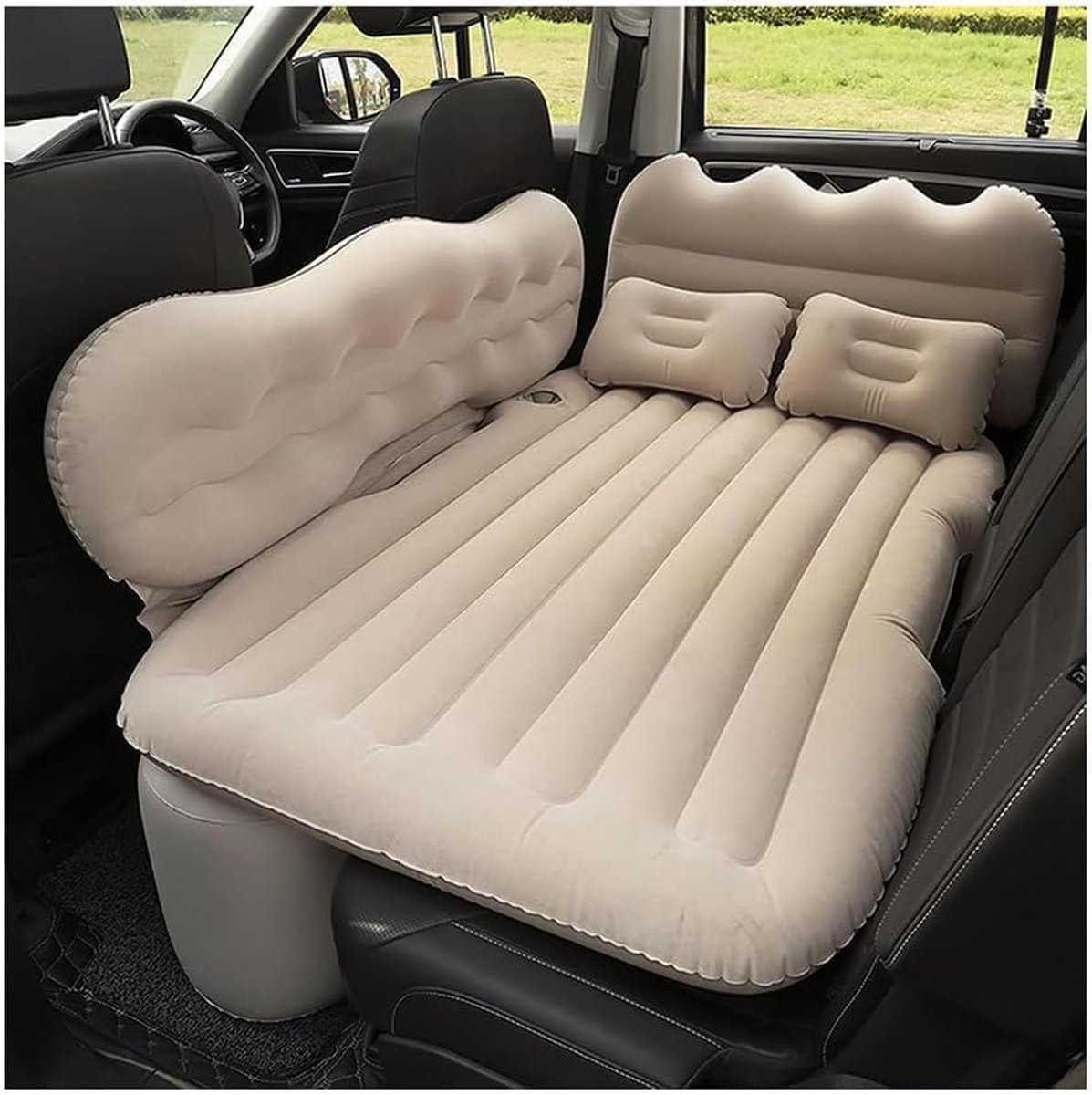 Auto luchtmatras - Opblaasbaar bed - Comfortabel slapen - Met ingebouwde pomp - Universele maat - Beige