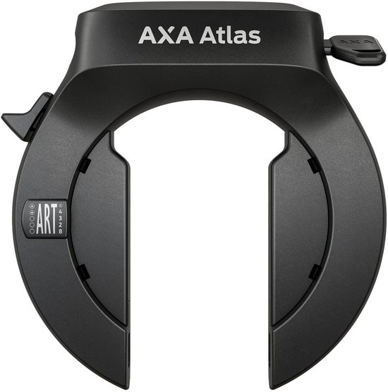 Antivol de vélo noir AXA Atlas avec certification ART et un levier sur le côté.