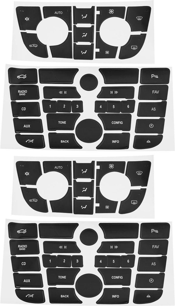 Dailygoods- Radio Button Stickers - 4 Stuks - Compatibel met Opel Astra J - Airconditioning Paneel - Verlichting - Eenvoudige Installatie - Dashboardstickers