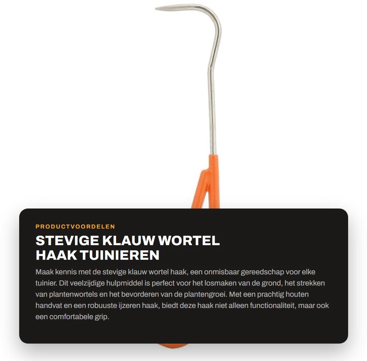 Dailygoods- Wortelhaak Stevig - Bonsai Gereedschap - Tuingereedschap - Houten Handvat - Duurzaam - Slijtvast Materiaal