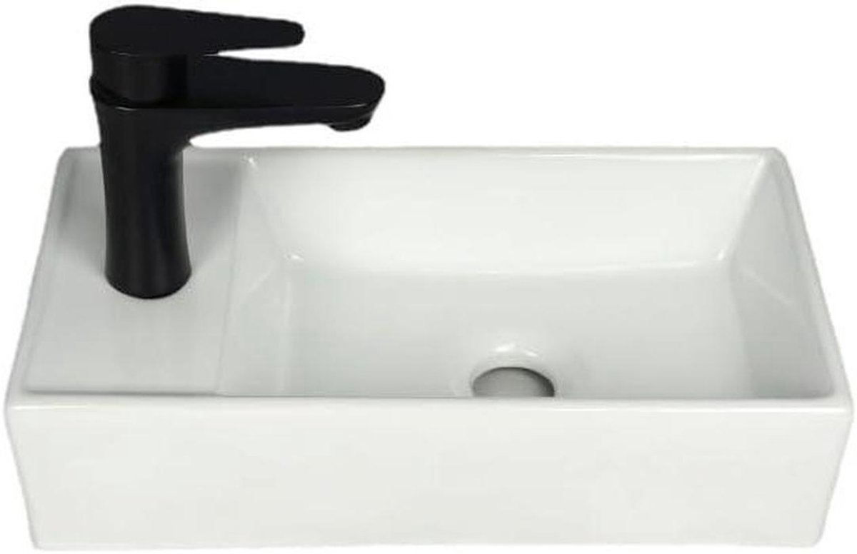 Wastafel Keramiek - Badkamer Wasbak - Badkamer Opfrissen - Modern Minimalistisch - 40x20x10.5cm - Wit