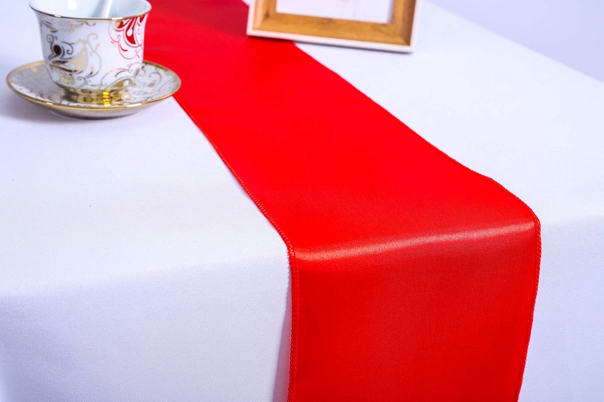 Dailygoods- Tafelloper Satijn - Pack van 10 - 12 x 108 inch - Onderhoudsvriendelijk - Vuilafstotend - Ideaal voor Bruiloft/Banquet - Tafelkleed