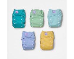 Set van 5 herbruikbare luiers in pastelkleuren