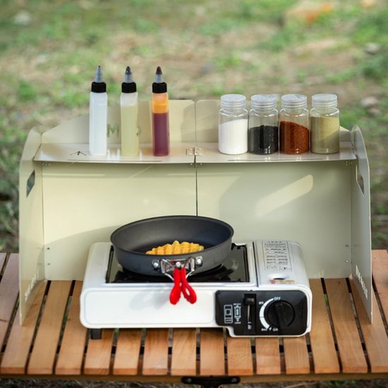 Kampeer Kookplaat - Windscherm Panelen - Buiten Koken - Opvouwbaar Ontwerp - 35x29x10 cm - Zilver — afbeelding 3
