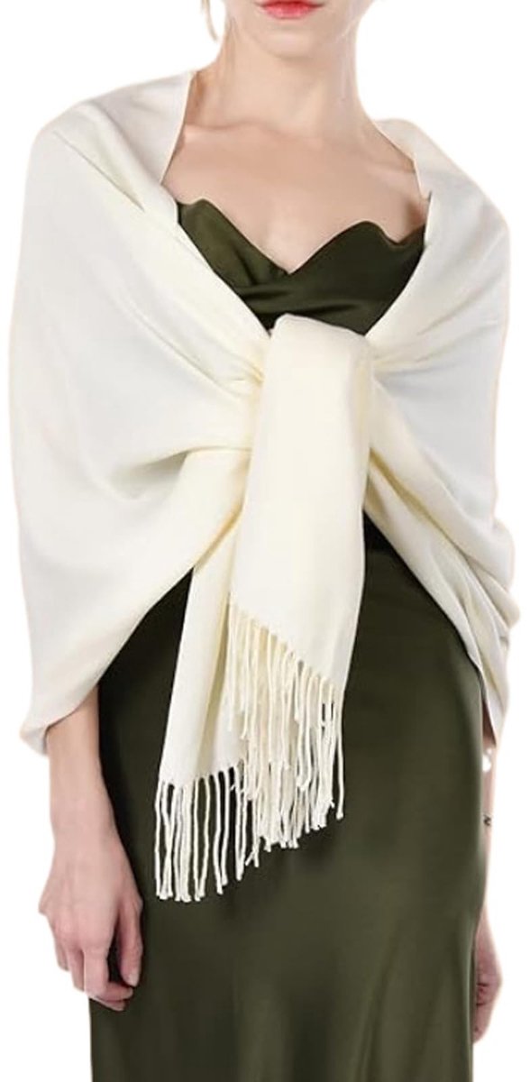 Dailygoods- Pashmina Sjaal Luxe - Zachte Wrap - Franjes - Royale Afmetingen - Lichtgewicht - Ideaal voor Bruiloften