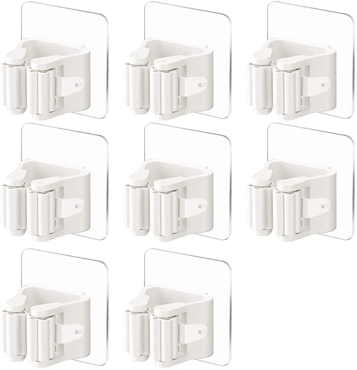 Dailygoods- Bezemerhouder Wandmontage - 8 Stuks - Zelfklevend - Dweilhanger - PVC-Materiaal - Waterdicht en Vochtbestendig - Wandhouder