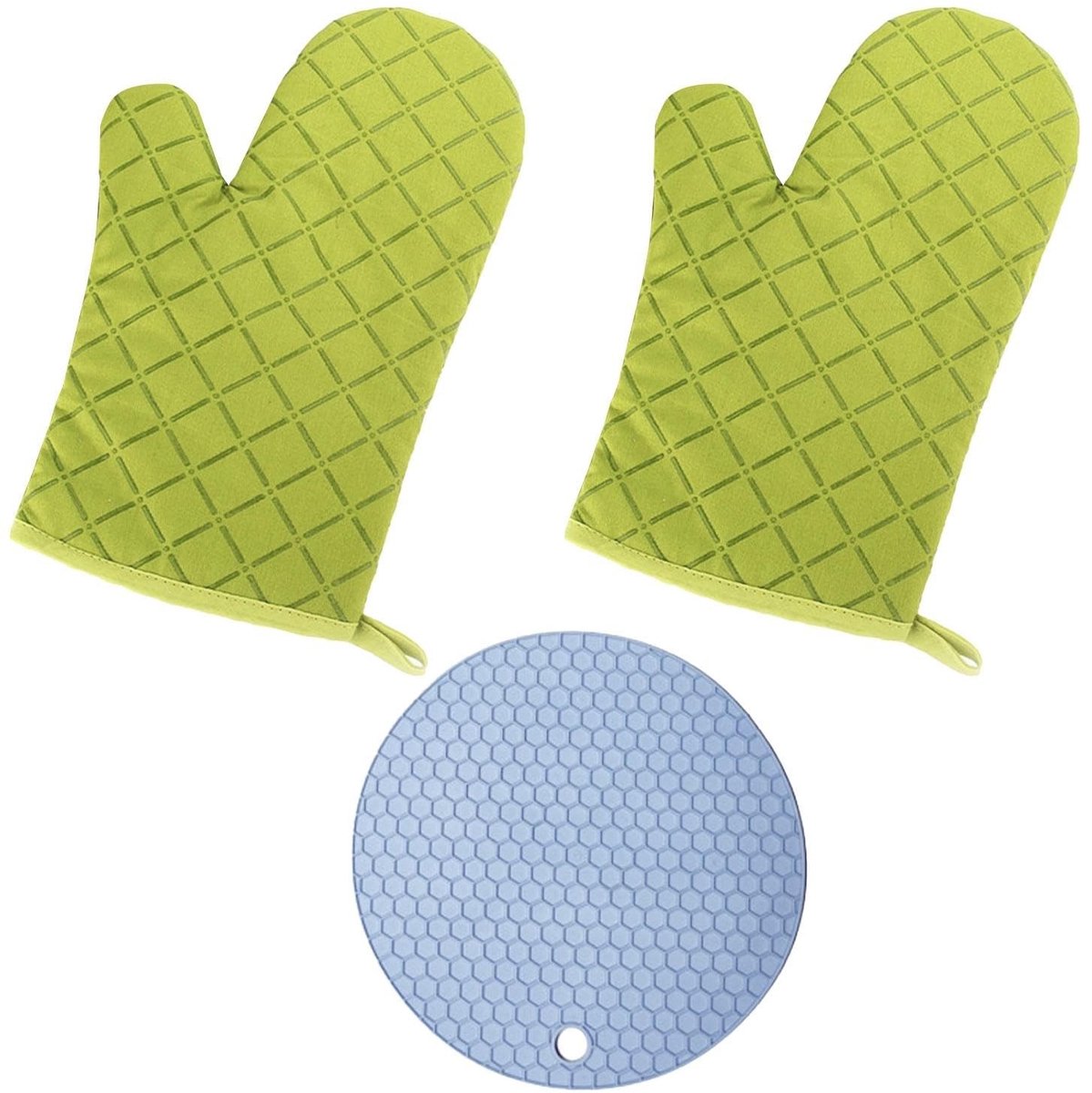 Dailygoods- Ovenhandschoenen Hittebestendig - Ovenhandschoenen Siliconen - Geïsoleerde Handschoenen - Katoen/Siliconen - 2 Stuks - 18x28 Cm - Keukenhandschoenen