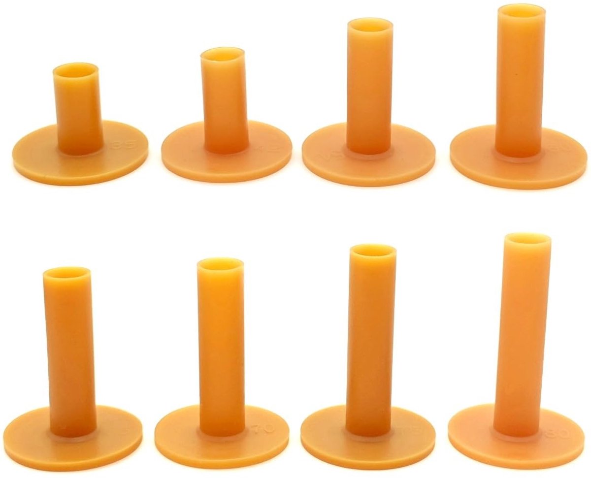 Dailygoods- Golftees 8x Set van Zacht Rubber - Diverse Maten 35/42/54/60/65/70/75/80 mm - Duurzaam - Golfaccessoire - Geschikt voor Driving Range - Beschermt Clubkop