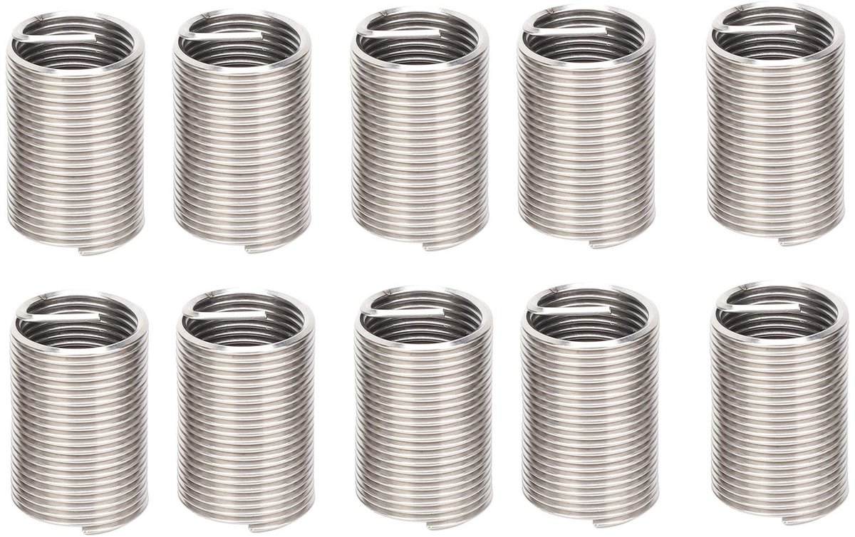 Dailygoods- Schroefdraad Inzetstukken 10st - Roestvrij Staal - Helicoil Type - Draadreparatie - Versterking Verbinding - Hoogwaardige Kwaliteit - Draadinzetstuk