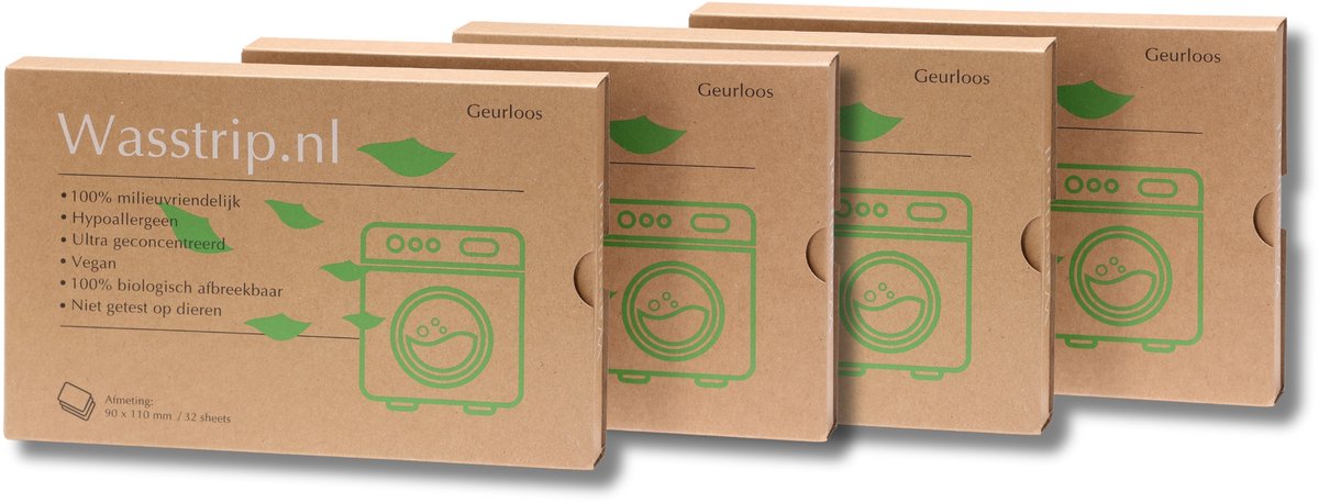Wasstrips 128 Wasbeurten Geurloos Grote Voordeelverpakking – Wasmiddeldoekjes – Wasvellen – Wasdoekjes – Detergent Sheets – Laundry Strips