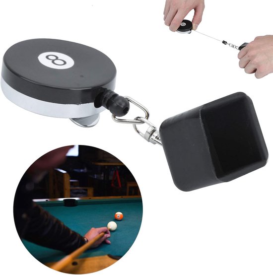 Biljartkeu Krijthouder - Snooker Accessoire - Biljart Spelen - Intrekbare Riemclip - 31 gram - Zwart — afbeelding 2