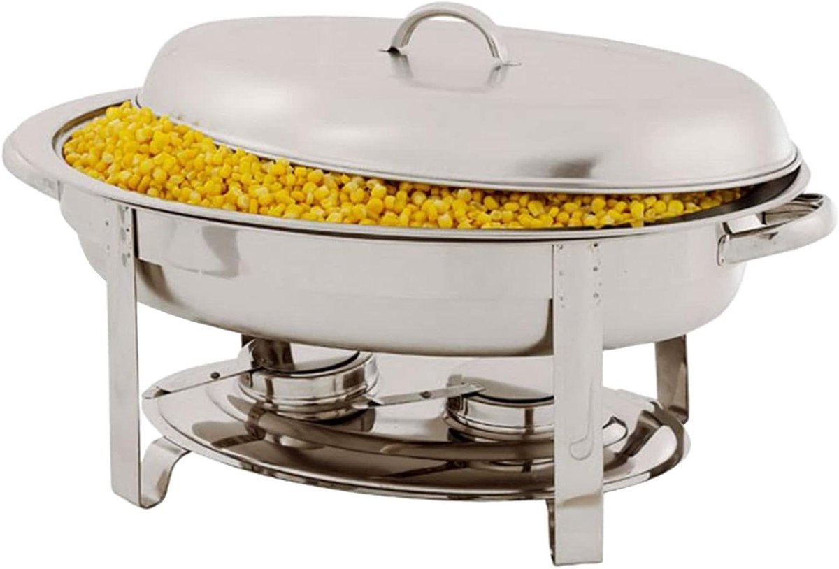 Hittepan Set - Buffet Warmer - Grote Feesten - Gelijkmatige Warmte - 6 Liter - Zilver