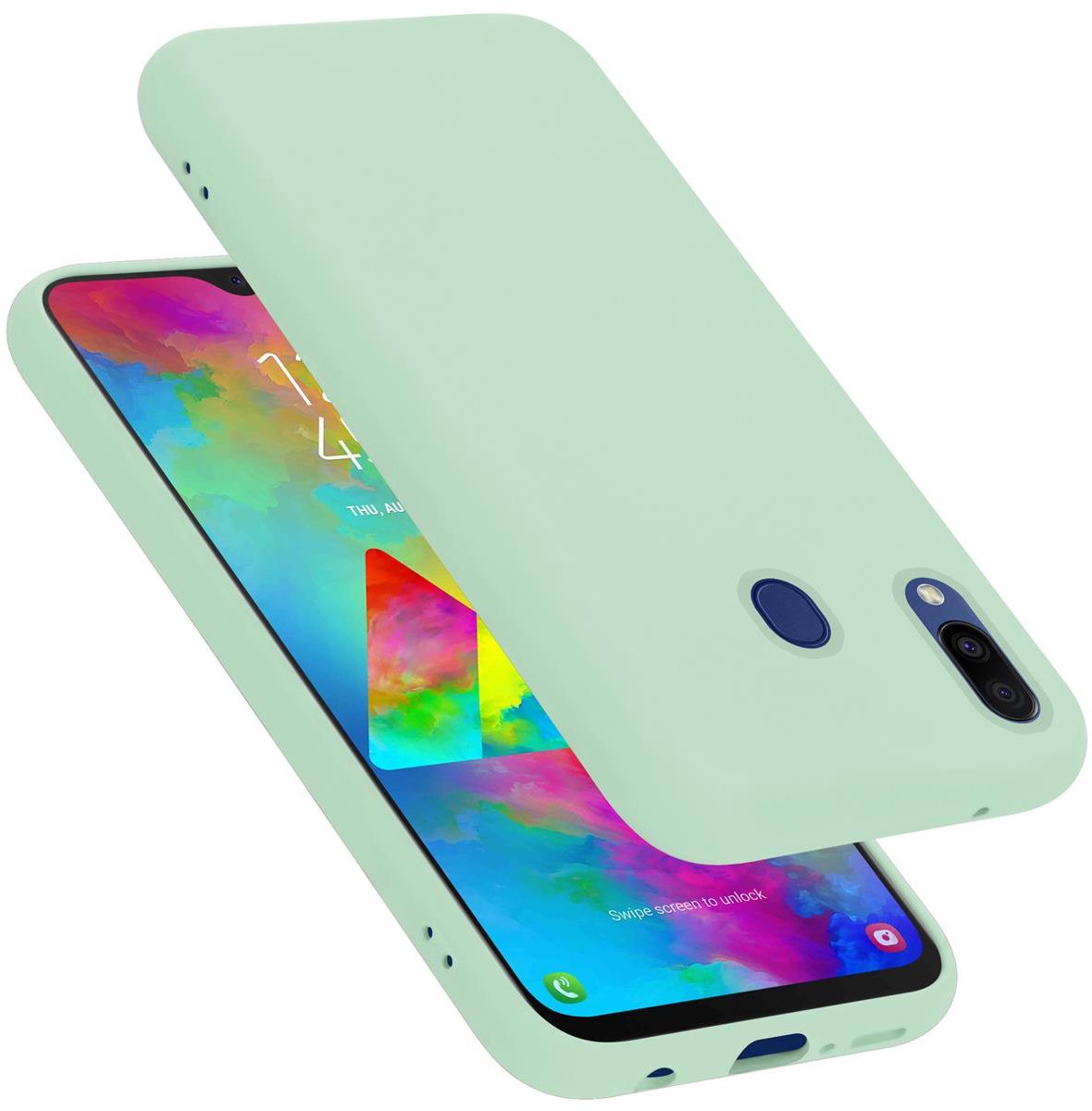 Cadorabo Hoesje geschikt voor Samsung Galaxy M20 in LIQUID LICHT GROEN - Beschermhoes gemaakt van flexibel TPU silicone Case Cover