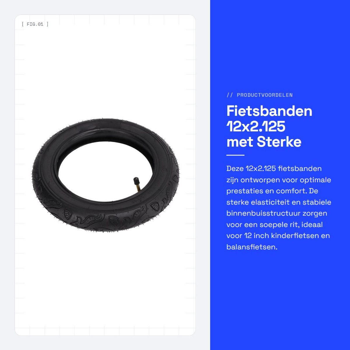 Dailygoods- Fietsbanden 12 x 2,125 mm - Rubber Buitenbanden - Comfortabele Rijervaring - Geschikt voor Kinderfietsen - Goede Demping - Lange Levensduur - Buitenband