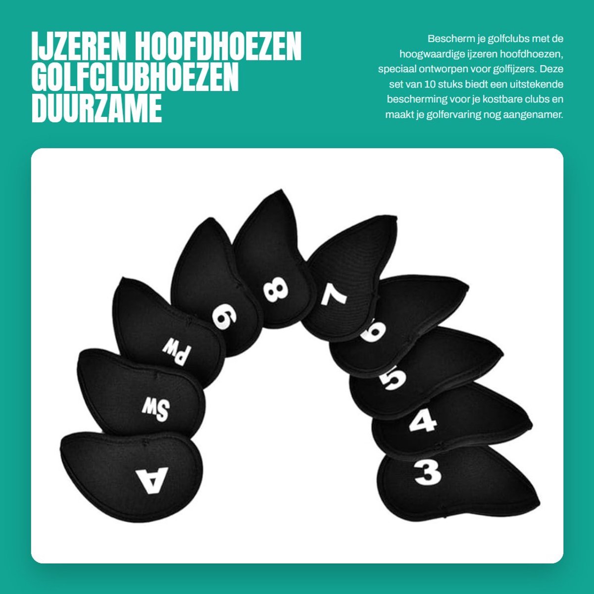 Dailygoods- Golfclubhoes Waterdicht - Neopreen Hoofdhoes - 10 Stuks - Bescherming voor Golfijzers - Verwisselbare Nummer/Lettertag - Duurzaam Materiaal - Clubcover