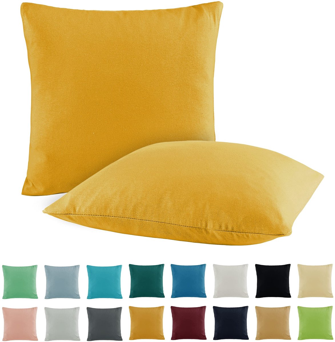 Dailygoods - Set van 2 Jersey Kussenslopen - 100% Katoenen Hoofdkussenslopen 50 x 50 cm Goudgeel