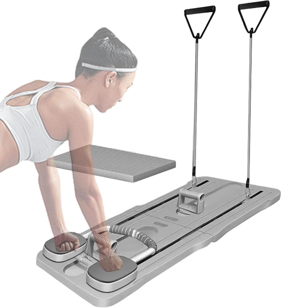 Buikspieren Board - Core Trainer - Krachtige Core Training - Auto-Rebound Functie - 105 cm Lengte - Grijs