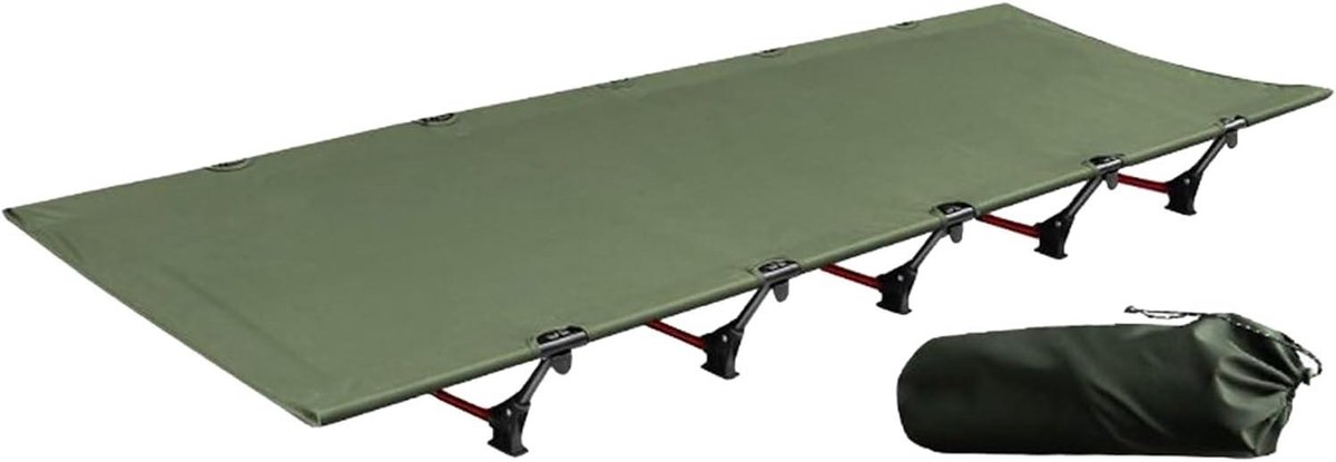 Camping Bed - Opvouwbaar Rustbed - Outdoor Ontspanning - Tijdbesparende Opbouw - 192 x 65 cm - Legergroen