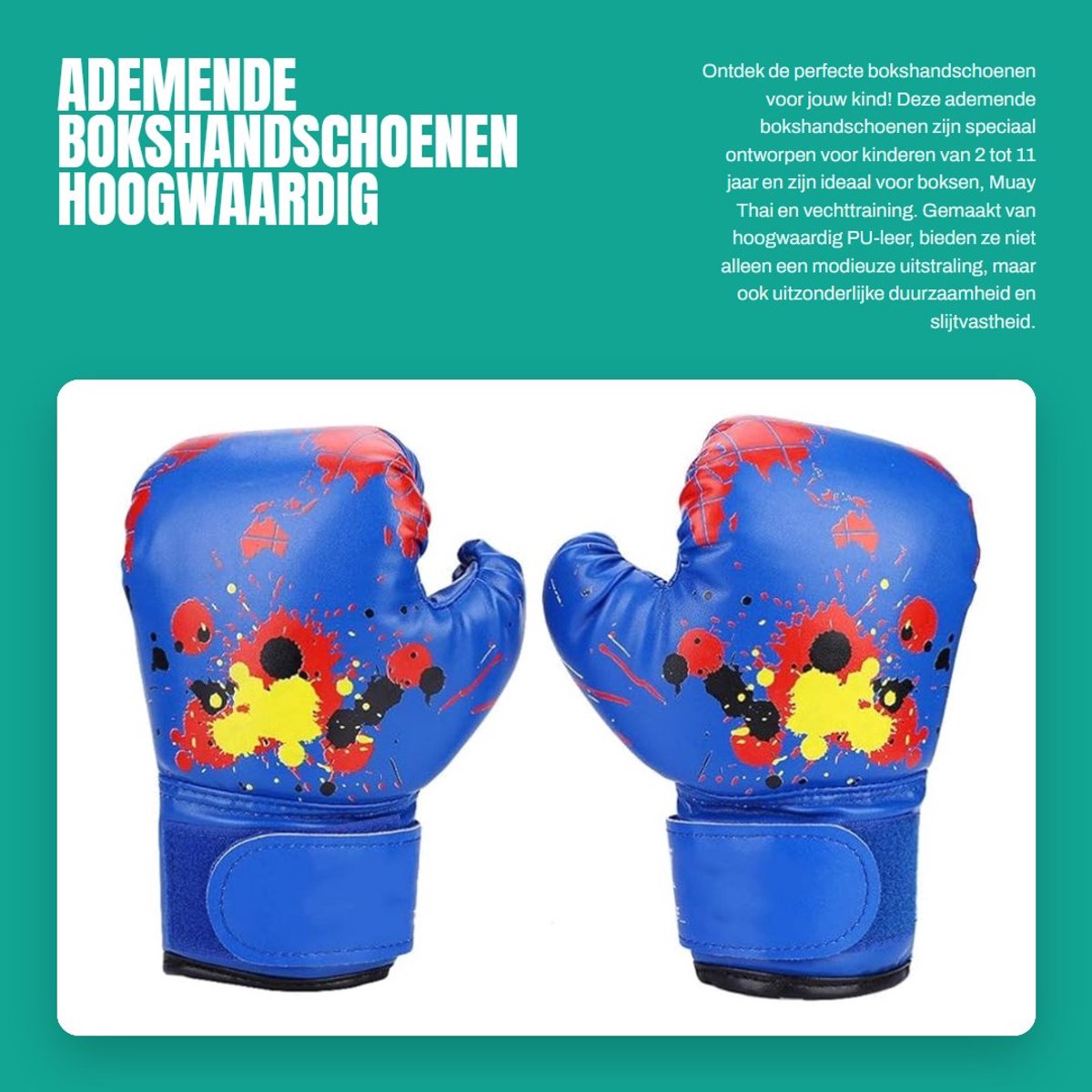 Dailygoods- Bokshandschoenen Ademend - Hoogwaardig PU-leer - Geschikt voor kinderen 2-11 jaar - Duurzaam - Lichtgewicht - Hook Loop ontwerp - Vechtsporthandschoenen