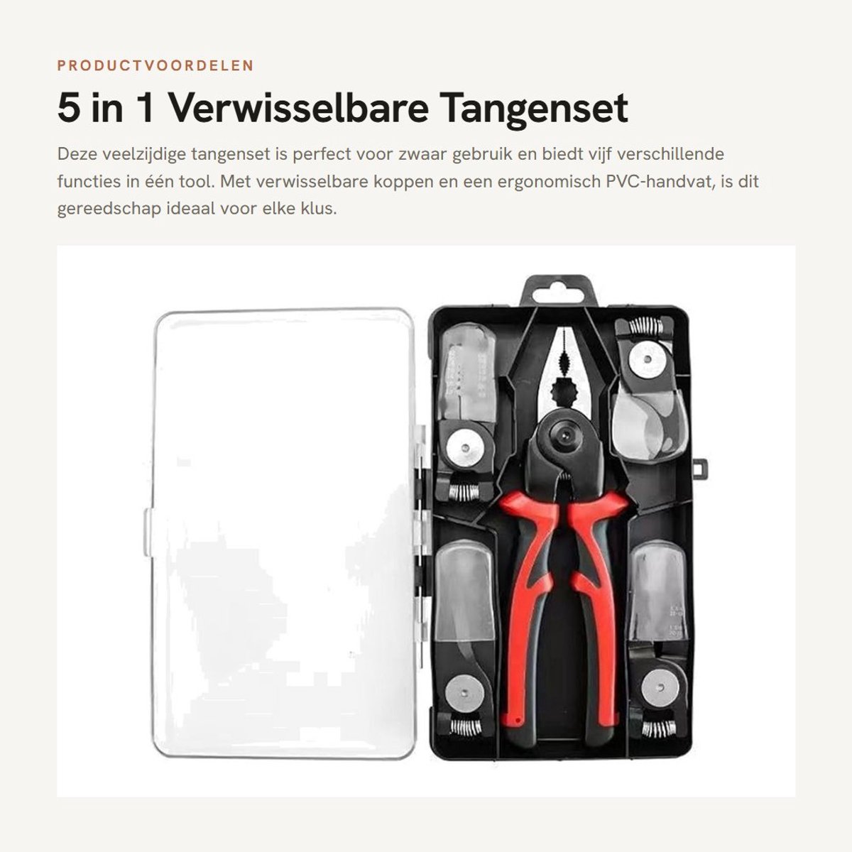Dailygoods - 5 in 1 Verwisselbare Tangenset voor Zwaar Gebruik