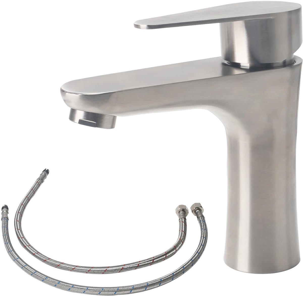 Dailygoods - Wastafelkraan - Badkamerkraan - Modern design - Geborsteld - Eengreepsmengkraan - Voor lage druk - Inclusief installatieset