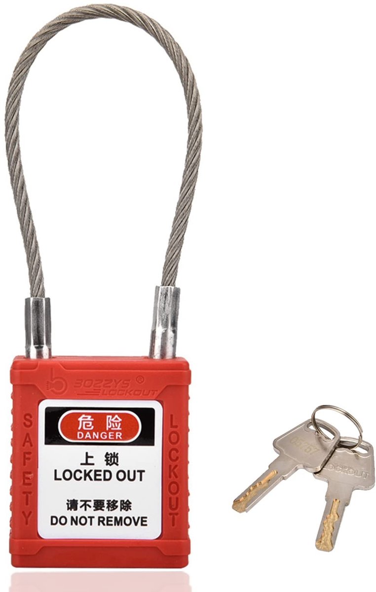 Dailygoods - Lockout Tagout Sloten - Veiligheid Hangslot - Duurzaam en Corrosiebestendig - Rood - Niet-Geleidend - Voor Beveiliging van Machines - 1 E...