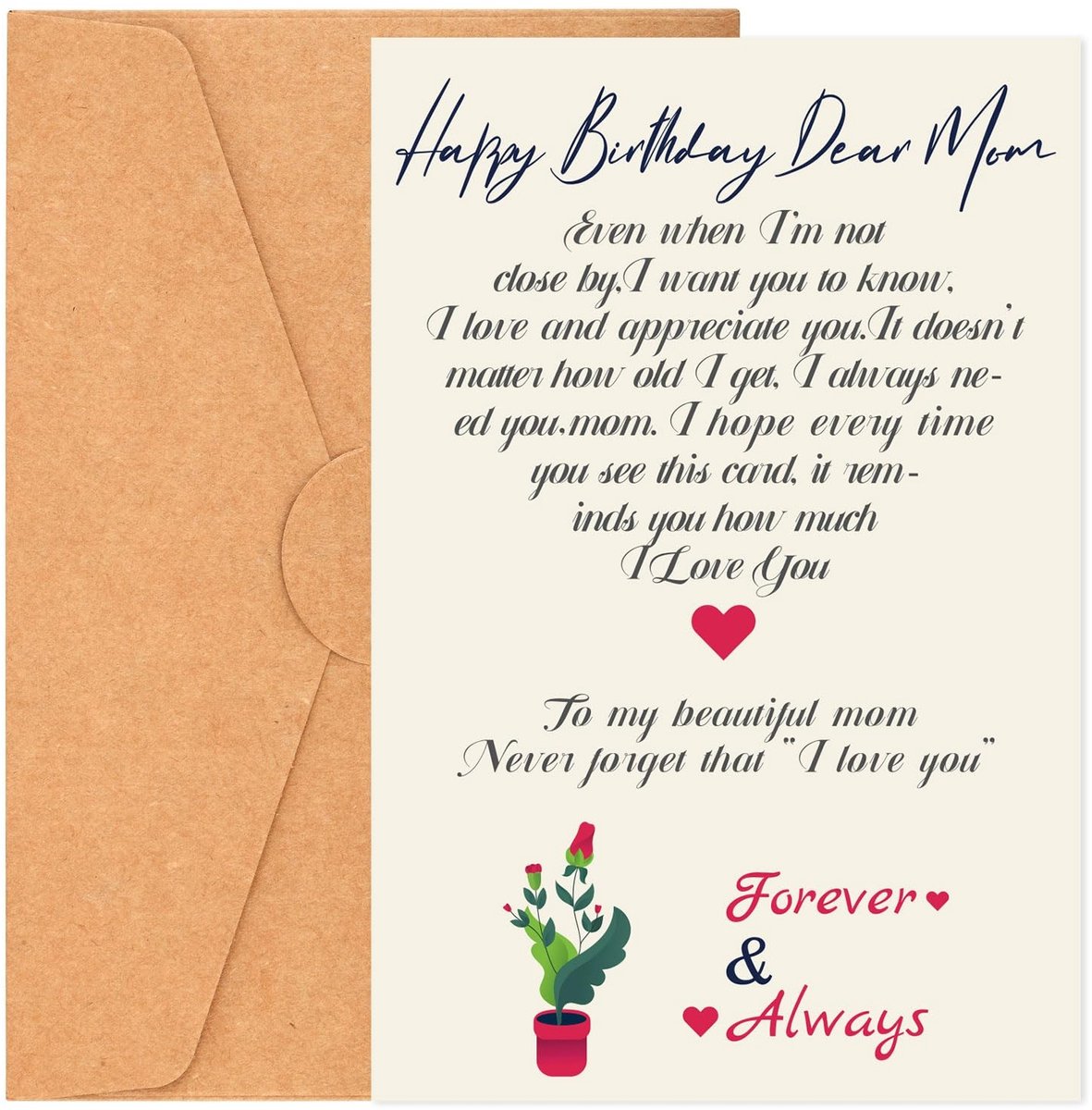 Dailygoods- Verjaardagskaart voor Moeder - Verjaardagskaarten met Envelop - Mooie Groetkaart - 12x18cm - Gecoat Papier - Perfect Cadeau - Geboortekaart