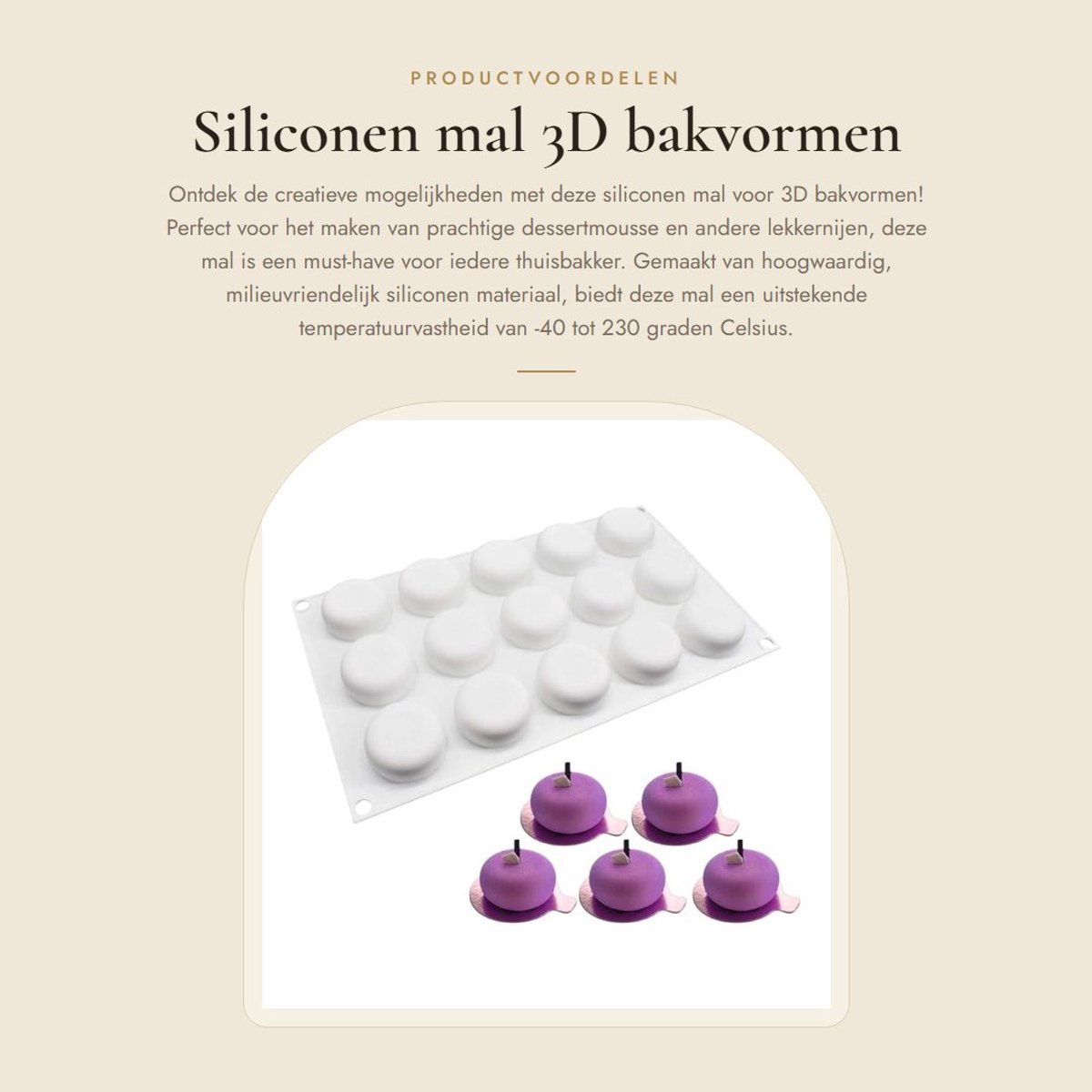 Dailygoods- Siliconen Mal 15 Gaten - Ronde Bakvorm - Hittebestendig - FDA Goedgekeurd - BPA-vrij - Milieuvriendelijk 29,5x17x2 cm