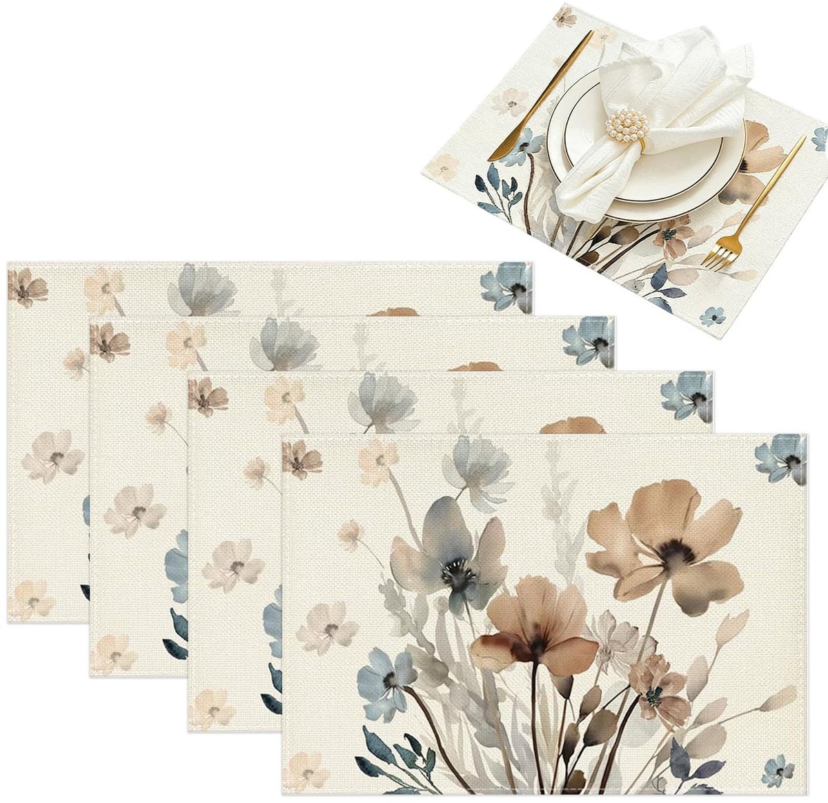 Dailygoods- Placemat Afwasbaar - Ronde Placemat - Placemat Kinderen - Tafeldecoratie - Linnenlook - 45 x 30 cm - Tafelmat