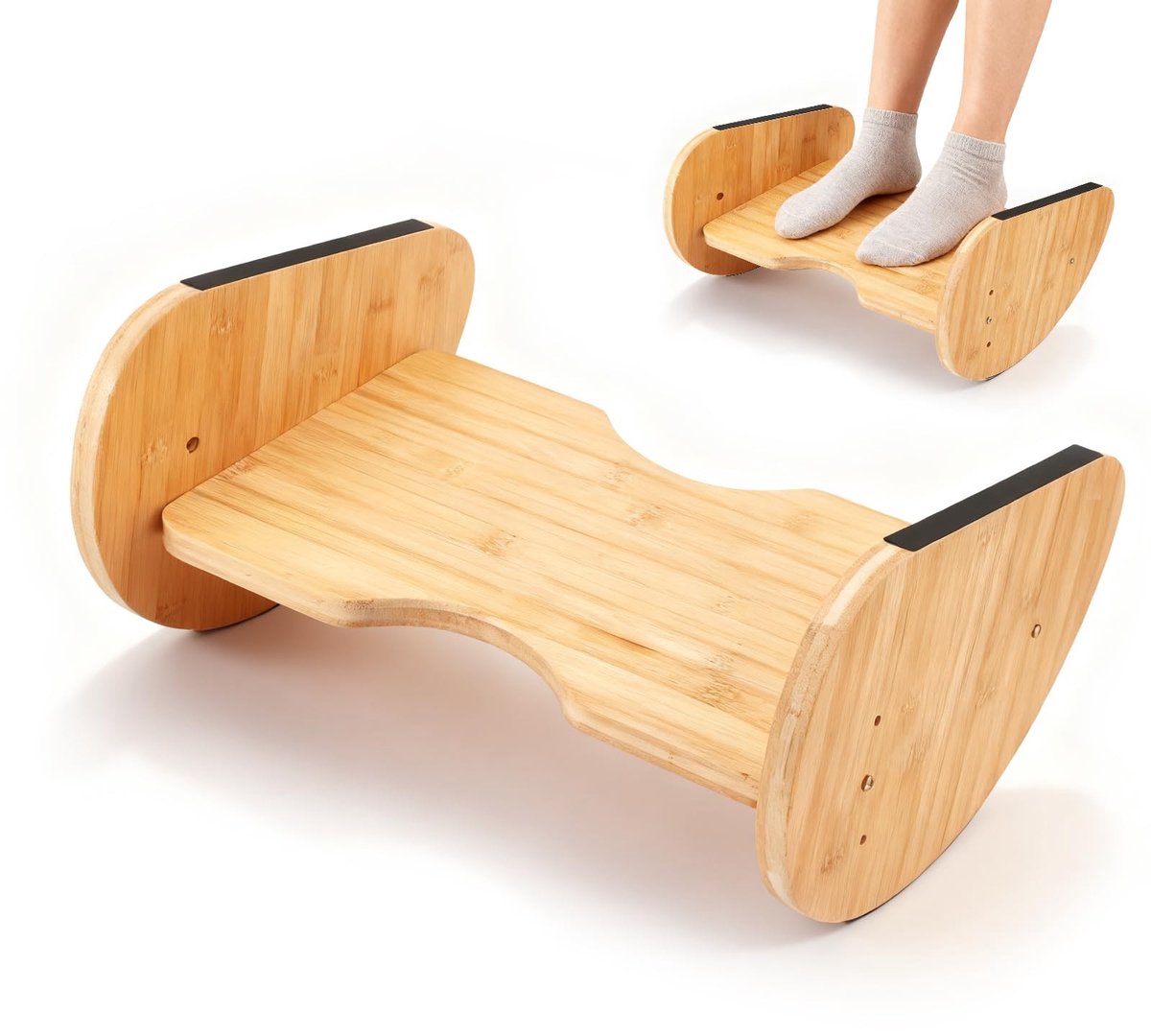 Omgoods - Ergonomische Houten Voetsteun - 3-voudig Hoogteverstelbare Voetbank voor Thuis en Kantoor