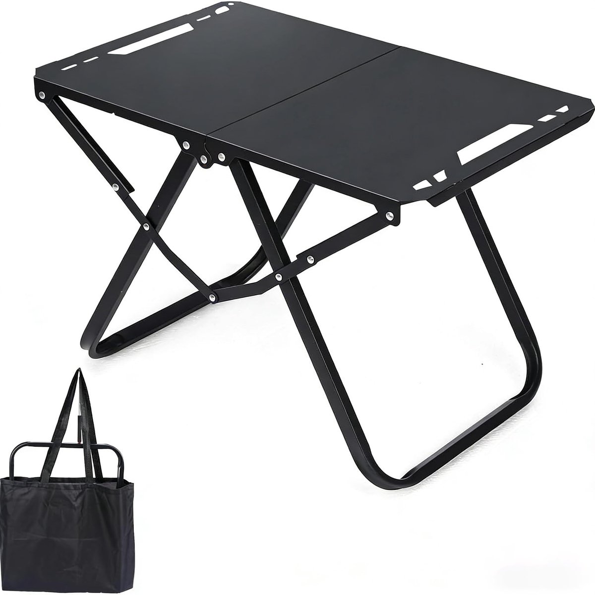 Omgoods - Lichtgewicht Opvouwbare Campingtafel - Aluminium Legering - Zwart