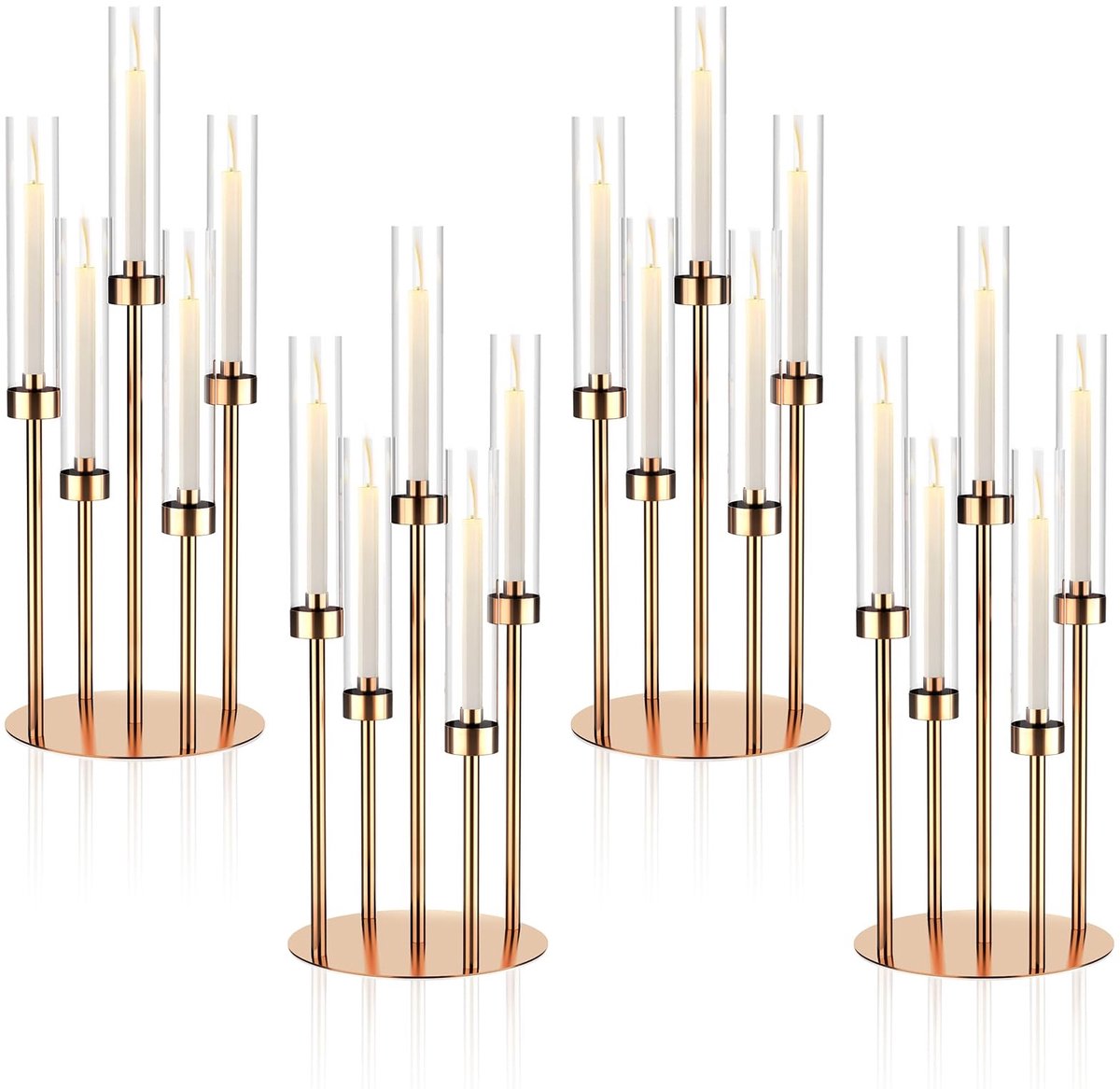 Omgoods - 4 Delige Kaarsenhouder Set met 5 Armen voor Tafeldecoratie