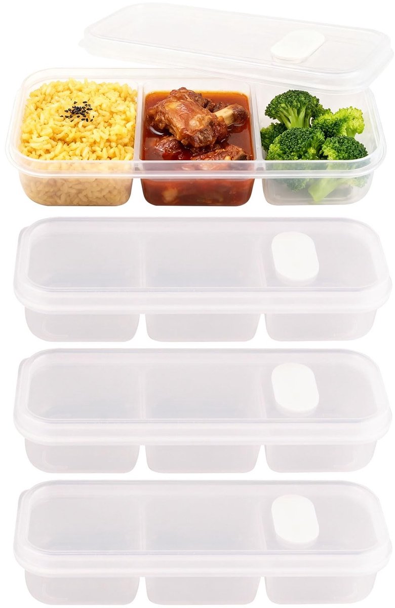 Omgoods - Set van 4 Ingrediëntencontainers met 3 Compartimenten