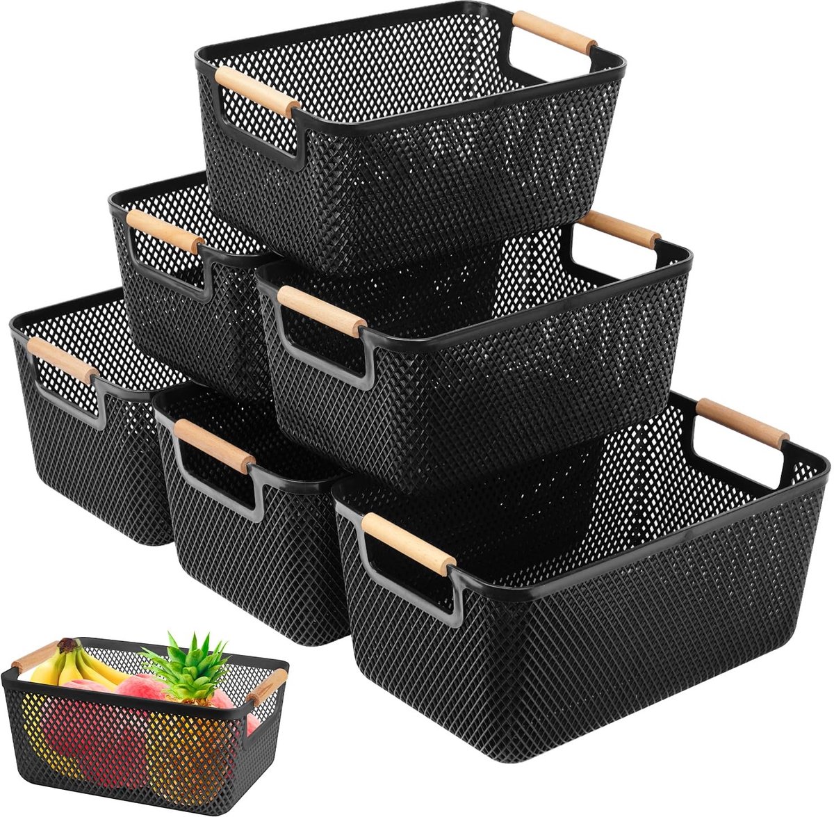 Omgoods - Set van 6 Opbergboxen zonder Deksel voor Badkamer en Keuken