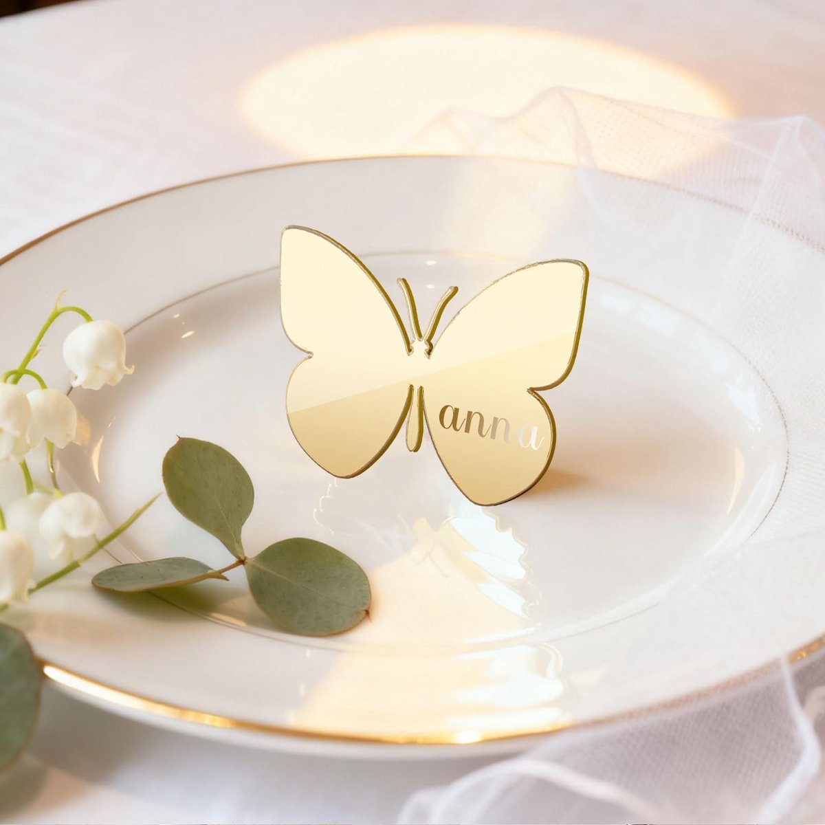 Omgoods - Set van 40 Spiegel Gouden Acryl Plaatskaarten voor Evenementen