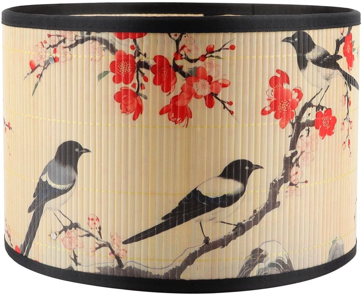 Omgoods - Bamboe Lampenkap in Drumvorm met Bloemenprint